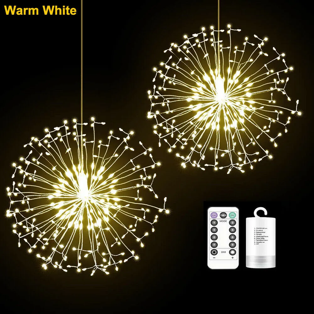 100/200 LED 8 Modes Dimmable Dandelion Firework Copper Lights