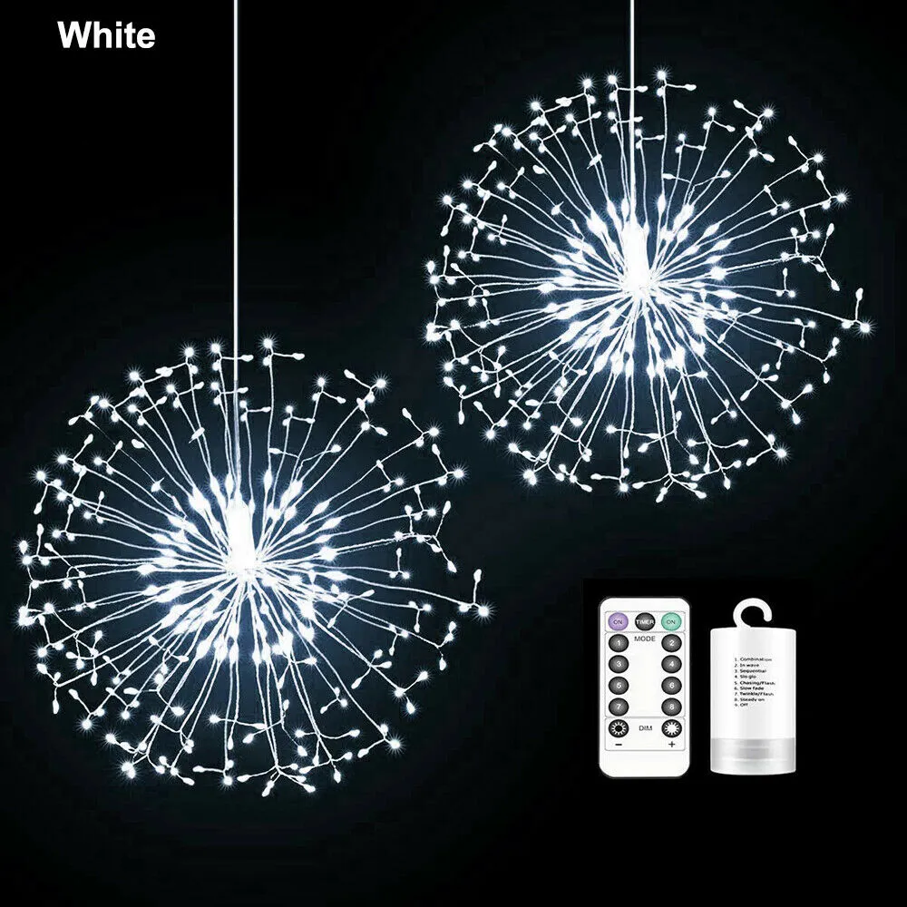100/200 LED 8 Modes Dimmable Dandelion Firework Copper Lights
