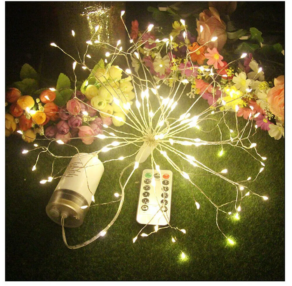 100/200 LED 8 Modes Dimmable Dandelion Firework Copper Lights
