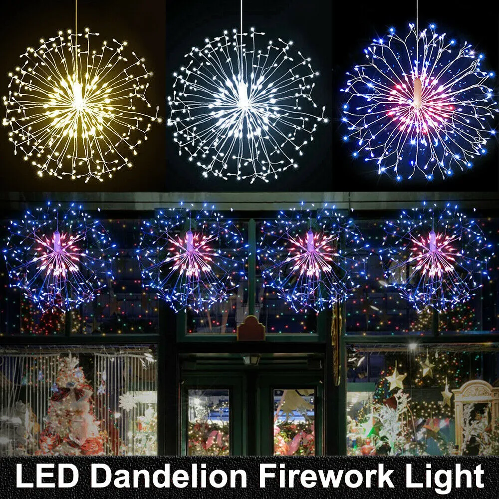 100/200 LED 8 Modes Dimmable Dandelion Firework Copper Lights