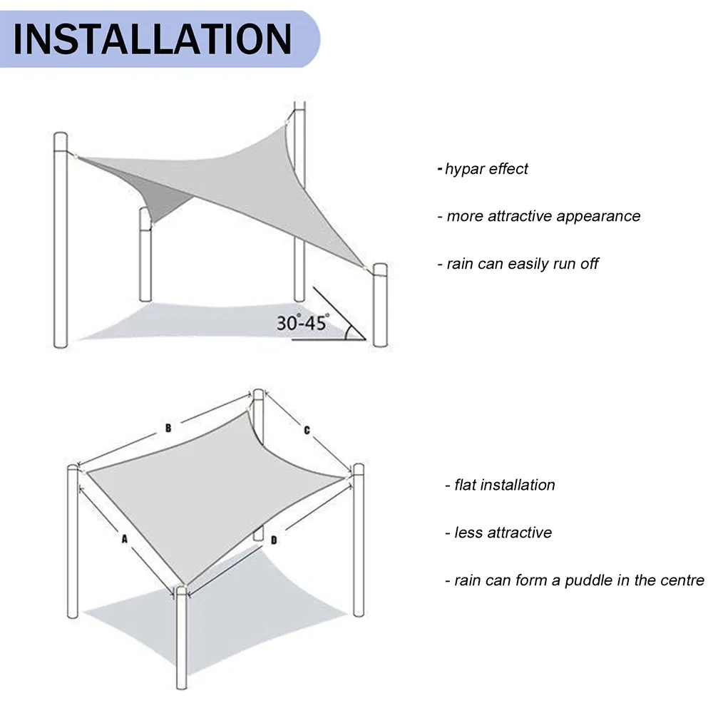 10'x'10' Rectangle Patio Sun Shade Sail（Sand Color）