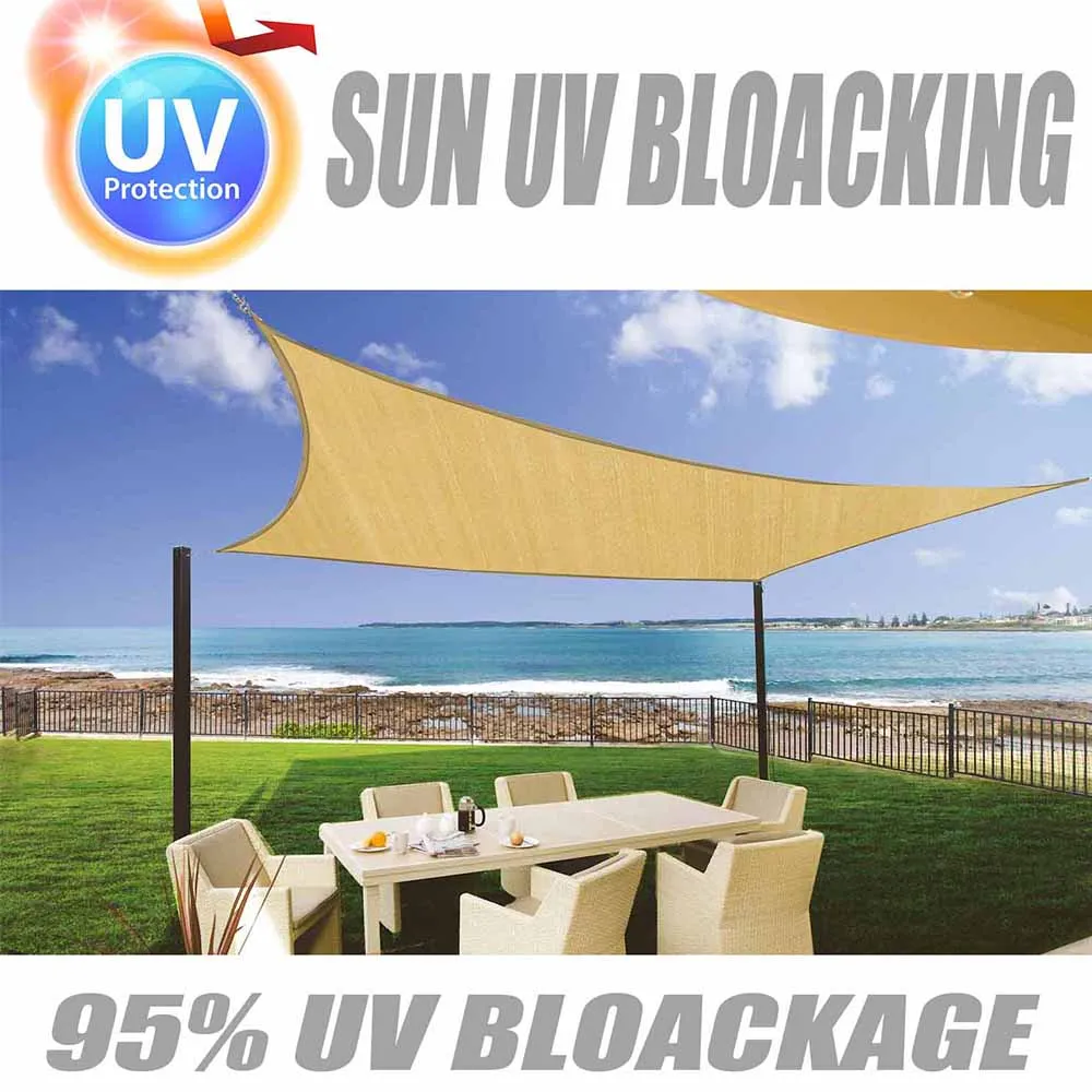 10'x'10' Rectangle Patio Sun Shade Sail（Sand Color）