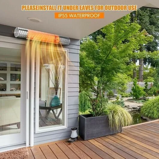 1500W Indoorand Outdoor Electric Heater with 2 Power Settings -Silver - Color: S