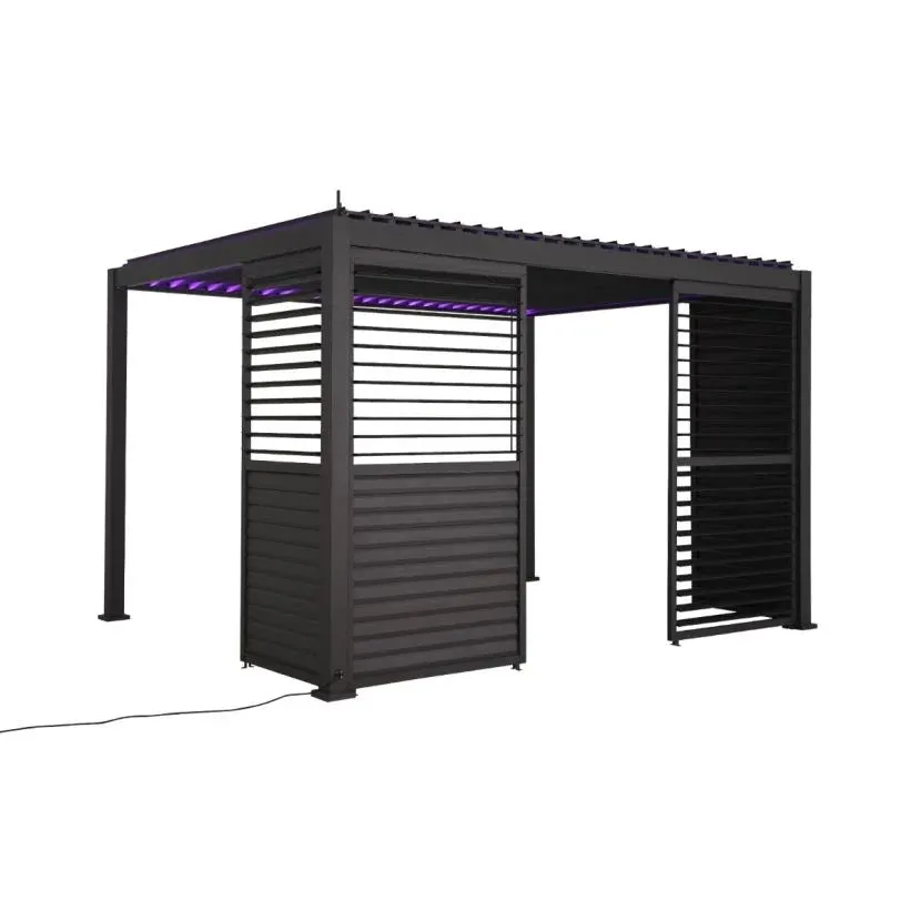 1m Aluminium Side Wall With Adjustable Louvres for 3m Titan Pergola - Grey