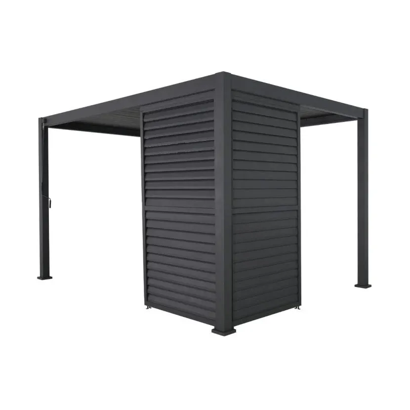 1m Aluminium Side Wall With Adjustable Louvres for 3m Titan Pergola - Grey