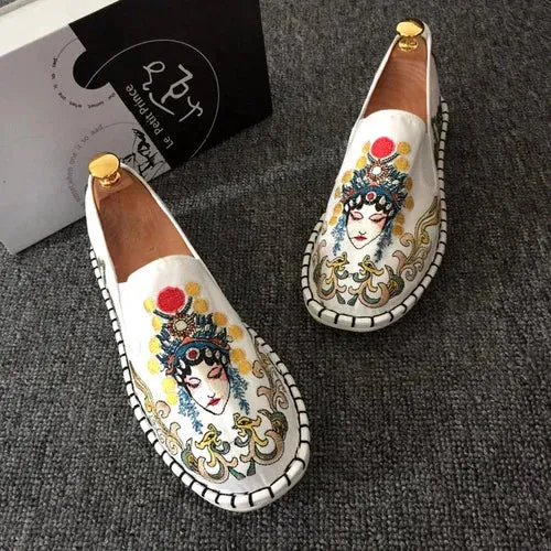 2023 Embroidered Men's Casual Loafers Summer Fashion Slip on Male Canvas Shoes Lightweight Breathable Flat Shoes