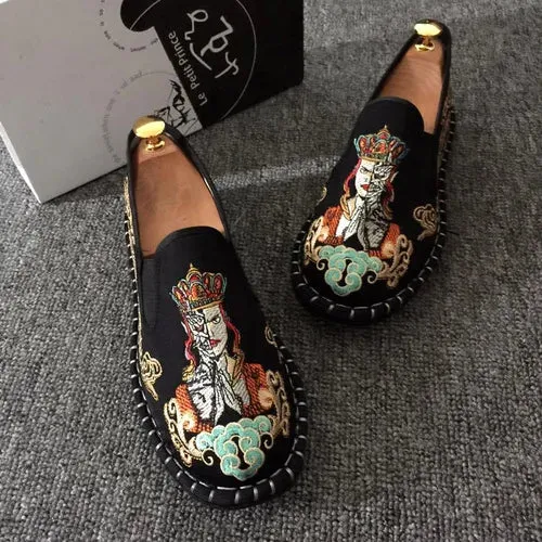 2023 Embroidered Men's Casual Loafers Summer Fashion Slip on Male Canvas Shoes Lightweight Breathable Flat Shoes