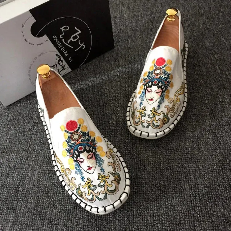 2023 Embroidered Men's Casual Loafers Summer Fashion Slip on Male Canvas Shoes Lightweight Breathable Flat Shoes