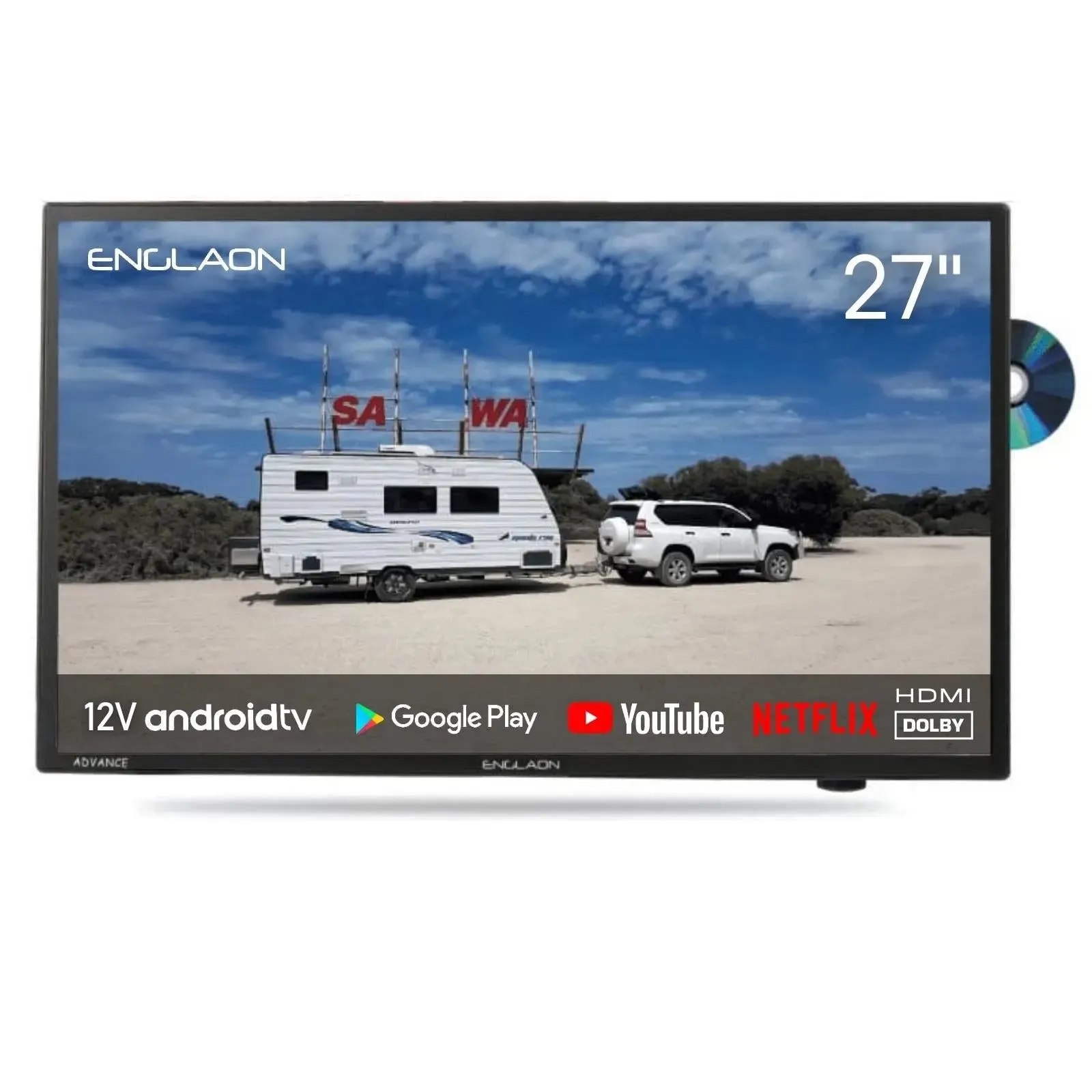 27inch 12volt HD Smart TV with Dvd Bluetooth Chromecast