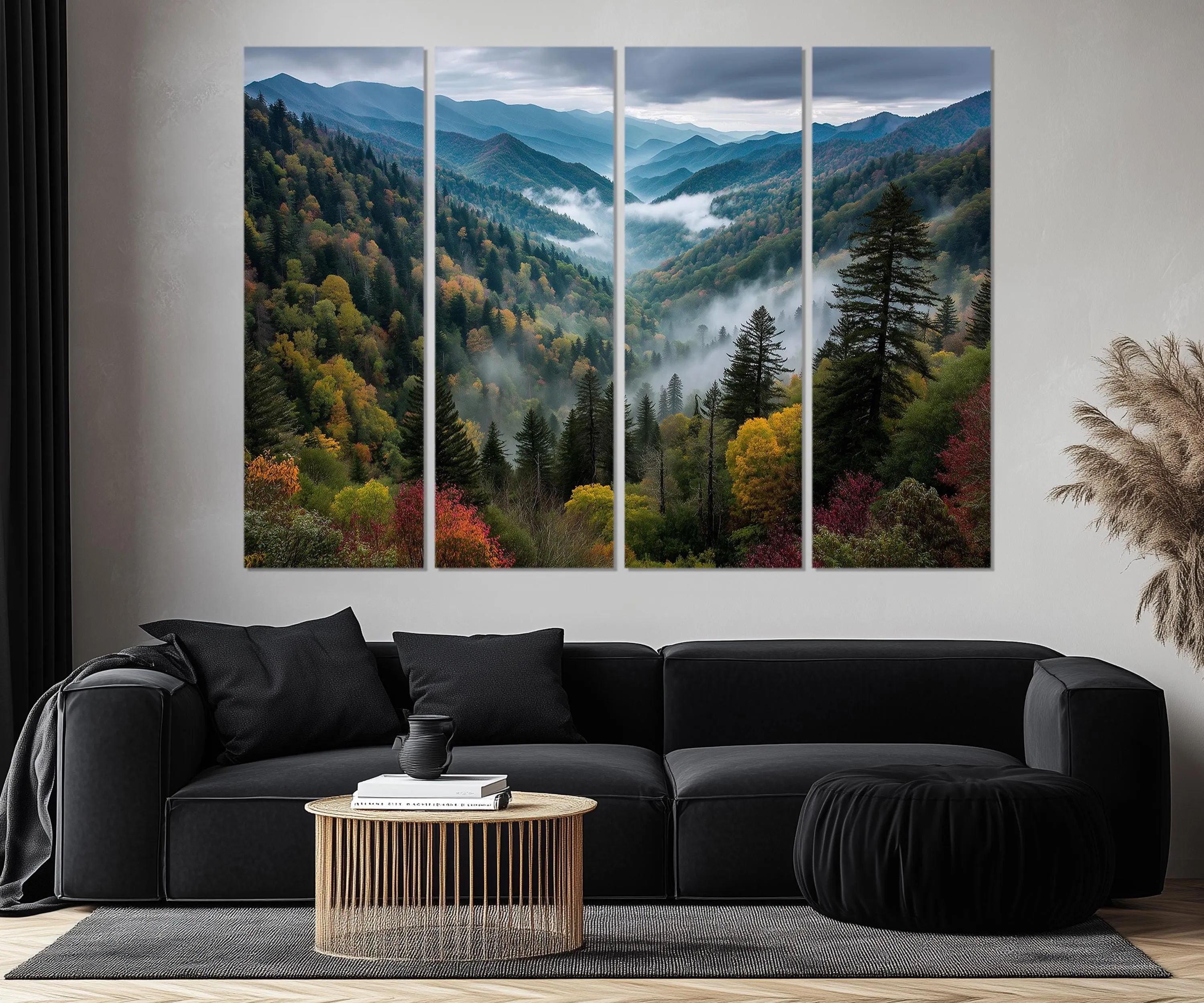5 Panels Smoky Mountains Extra Large Canvas Wall Art Print