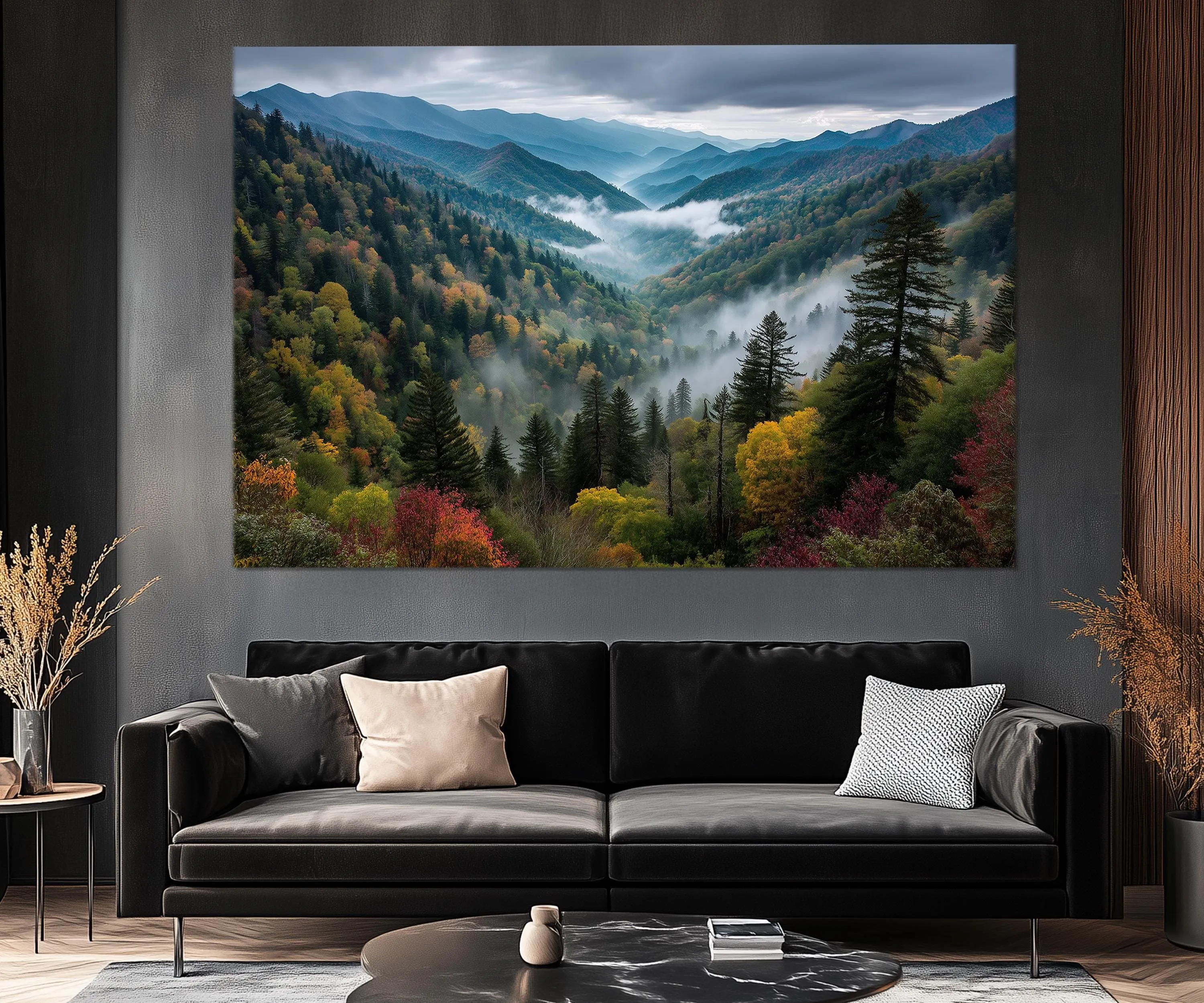 5 Panels Smoky Mountains Extra Large Canvas Wall Art Print