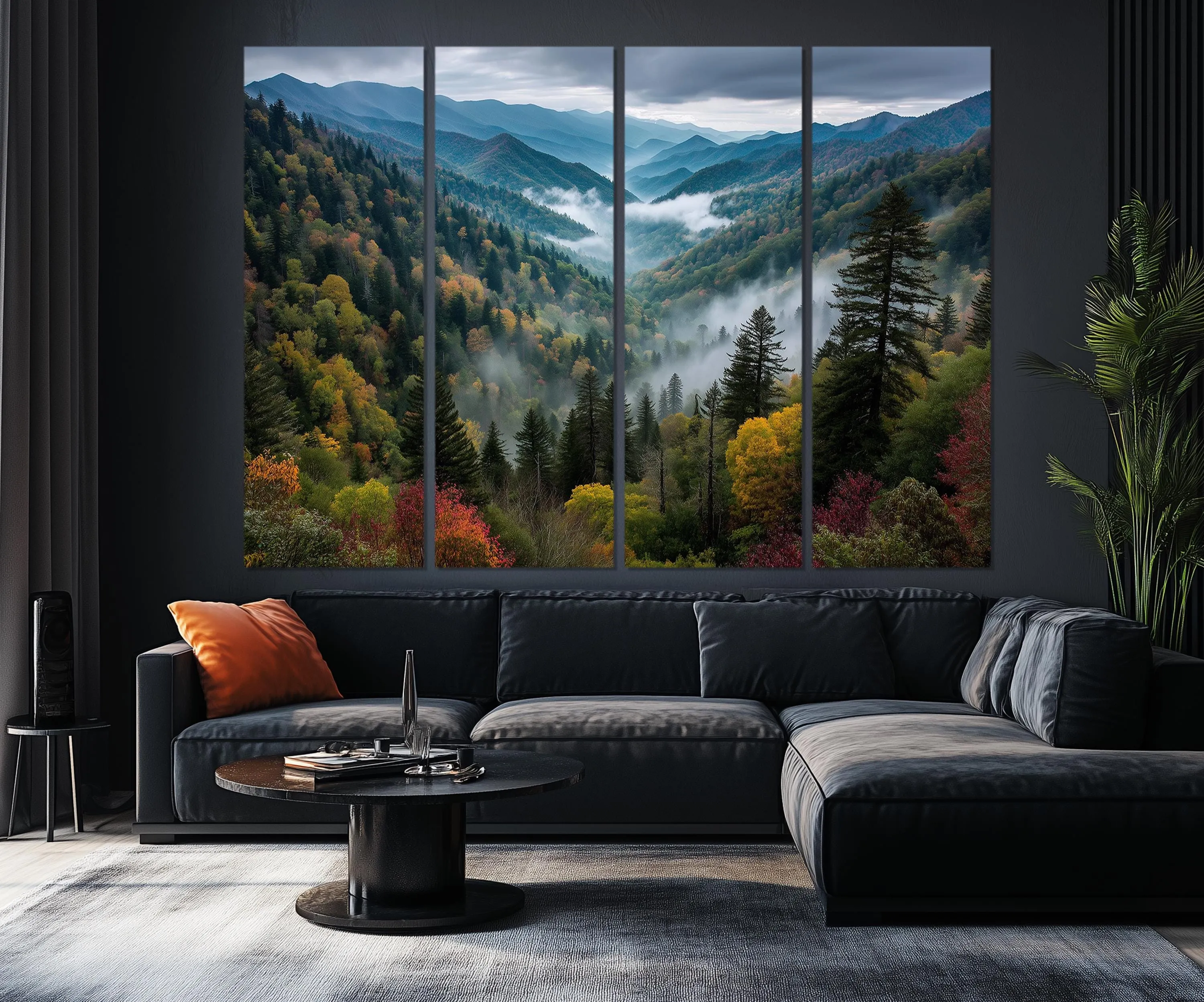 5 Panels Smoky Mountains Extra Large Canvas Wall Art Print