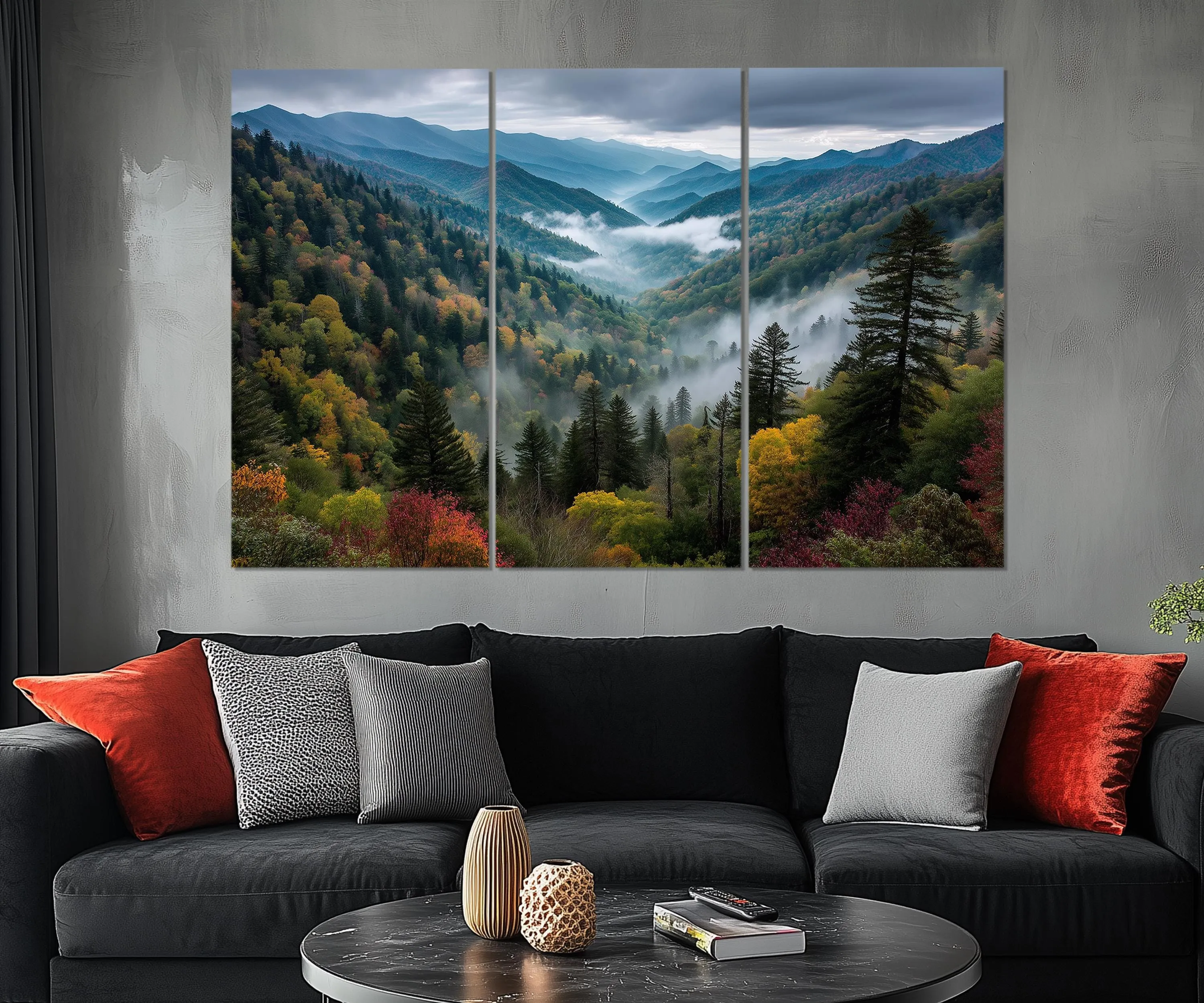 5 Panels Smoky Mountains Extra Large Canvas Wall Art Print