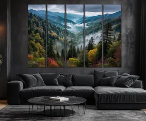 5 Panels Smoky Mountains Extra Large Canvas Wall Art Print