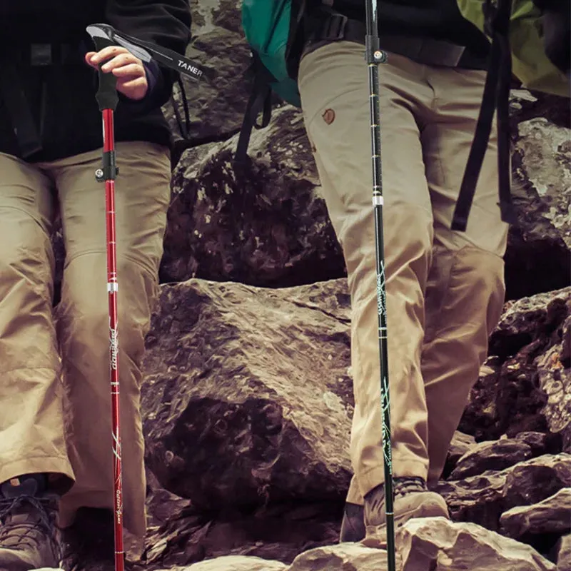 5-Section Aluminum Alloy Telescopic Folding Trekking Poles with EVA Grip, Adjustable 43"-51"