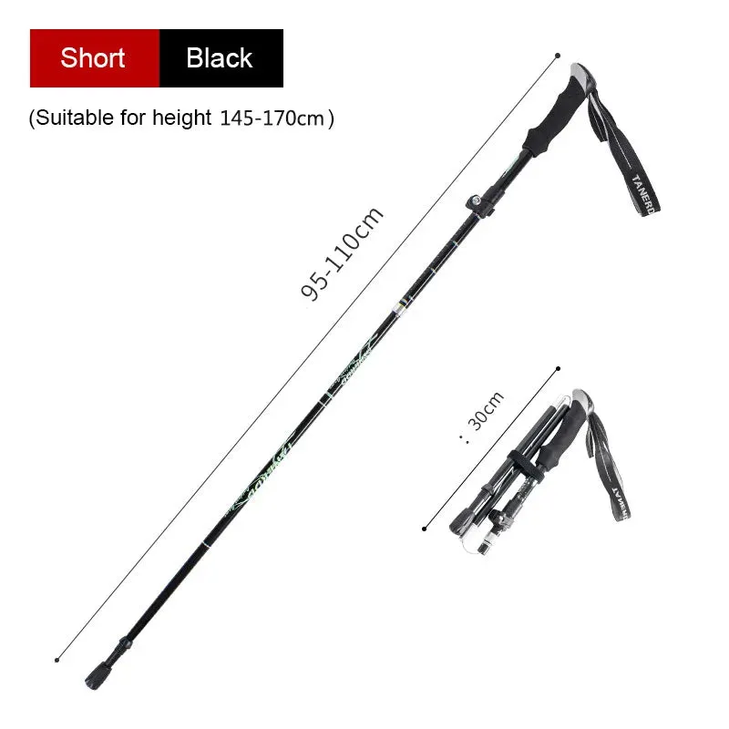 5-Section Aluminum Alloy Telescopic Folding Trekking Poles with EVA Grip, Adjustable 43"-51"