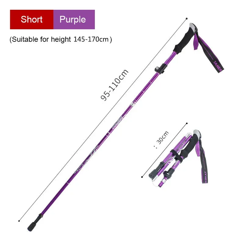 5-Section Aluminum Alloy Telescopic Folding Trekking Poles with EVA Grip, Adjustable 43"-51"