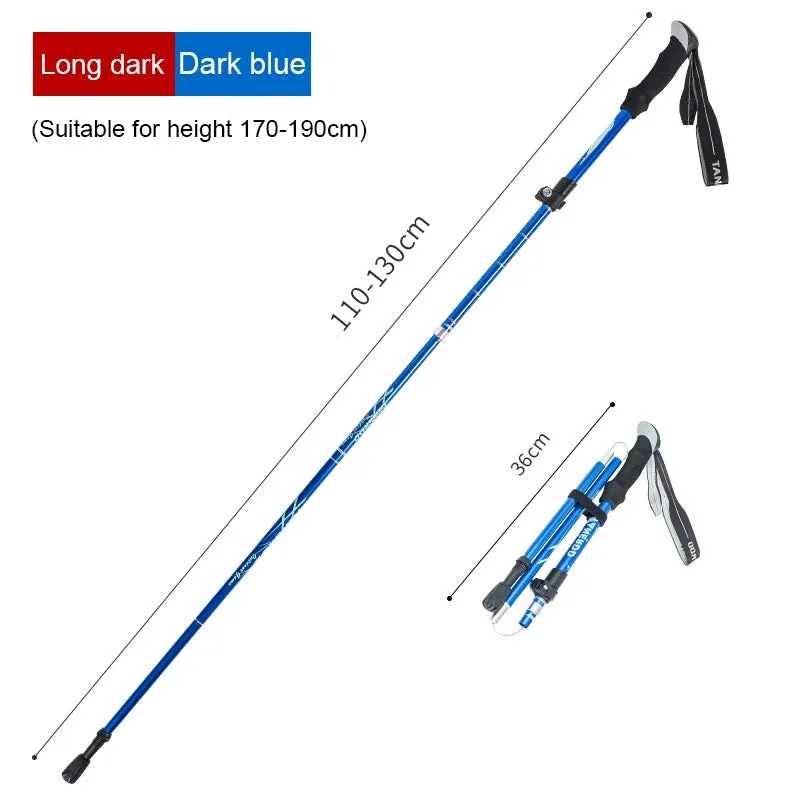 5-Section Aluminum Alloy Telescopic Folding Trekking Poles with EVA Grip, Adjustable 43"-51"