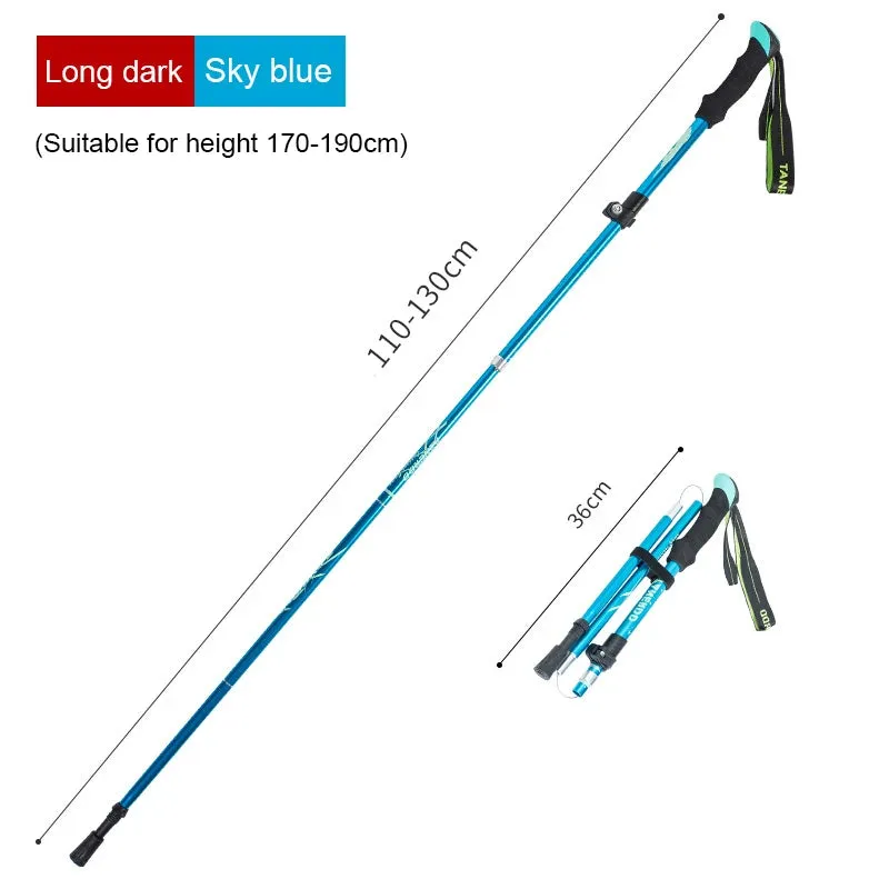 5-Section Aluminum Alloy Telescopic Folding Trekking Poles with EVA Grip, Adjustable 43"-51"
