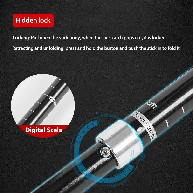 5-Section Aluminum Alloy Telescopic Folding Trekking Poles with EVA Grip, Adjustable 43"-51"