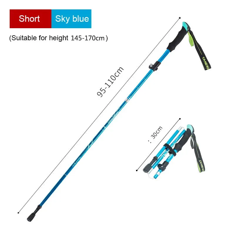 5-Section Aluminum Alloy Telescopic Folding Trekking Poles with EVA Grip, Adjustable 43"-51"