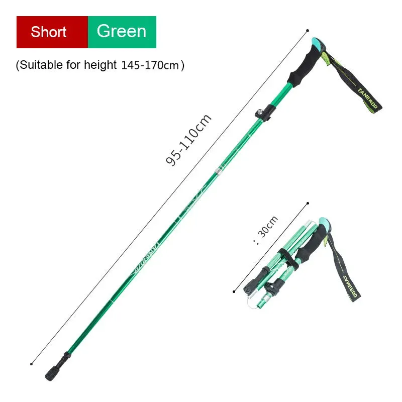 5-Section Aluminum Alloy Telescopic Folding Trekking Poles with EVA Grip, Adjustable 43"-51"