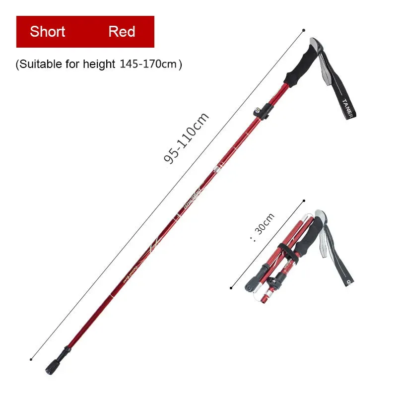 5-Section Aluminum Alloy Telescopic Folding Trekking Poles with EVA Grip, Adjustable 43"-51"