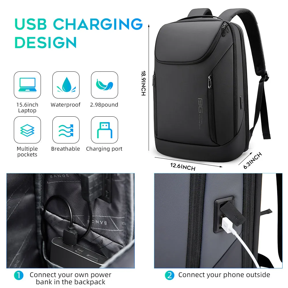 BANGE  Business Waterproof Backpack Suitable for 15.6inch Laptop Backpack with USB charging