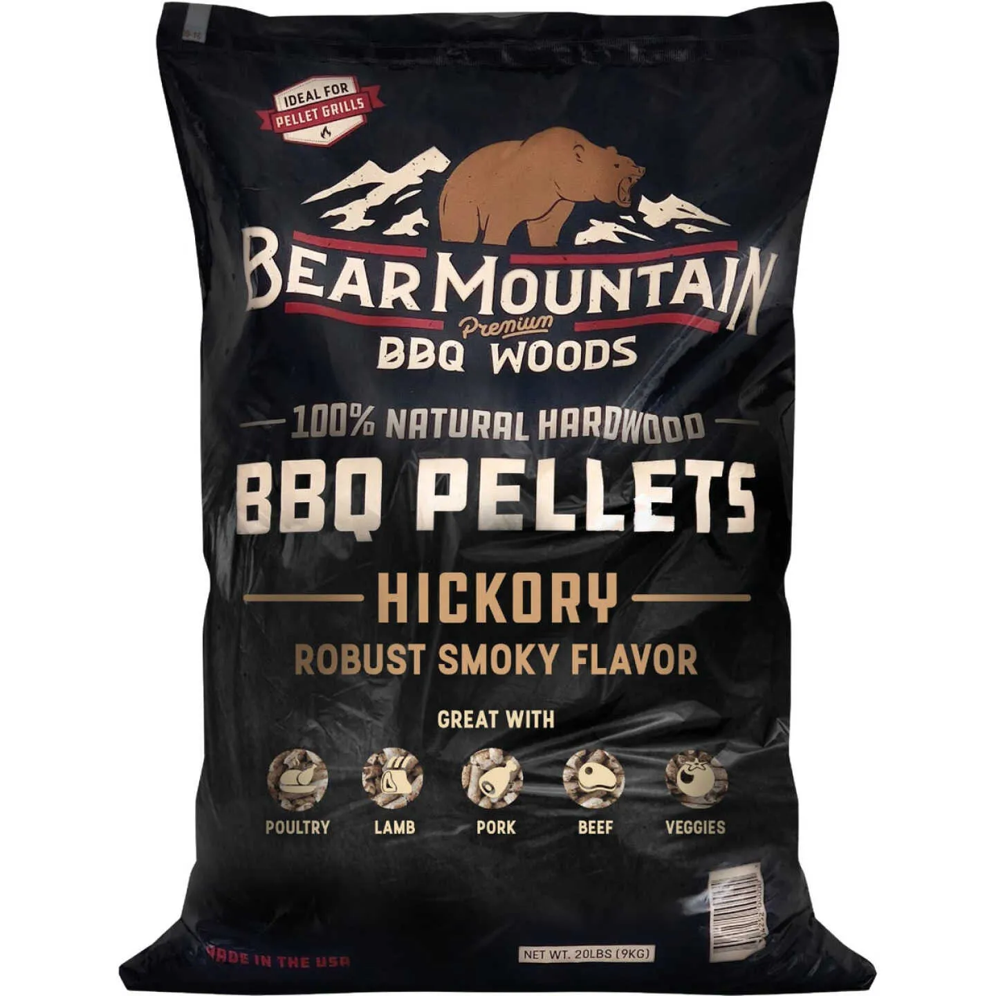 BEAR MOUNTAIN BBQ PREMIUM WOODS 20LB HICKORY WOOD PELLET