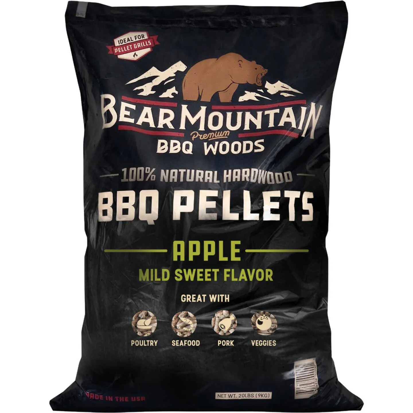 BEAR MOUNTAIN BBQ PREMIUM WOODS 20LBS APPLE WOOD PELLET