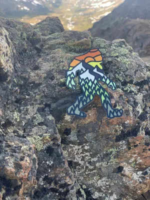 Bigfoot “stained glass” mountain decal