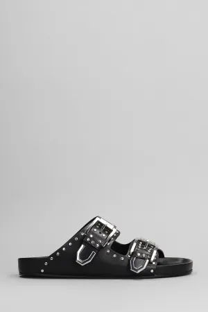 Billie Flats in black leather