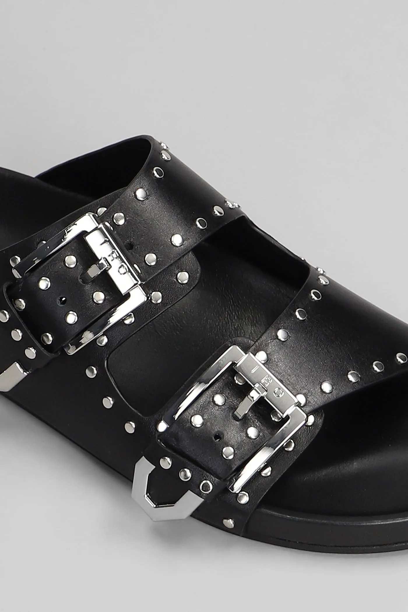 Billie Flats in black leather