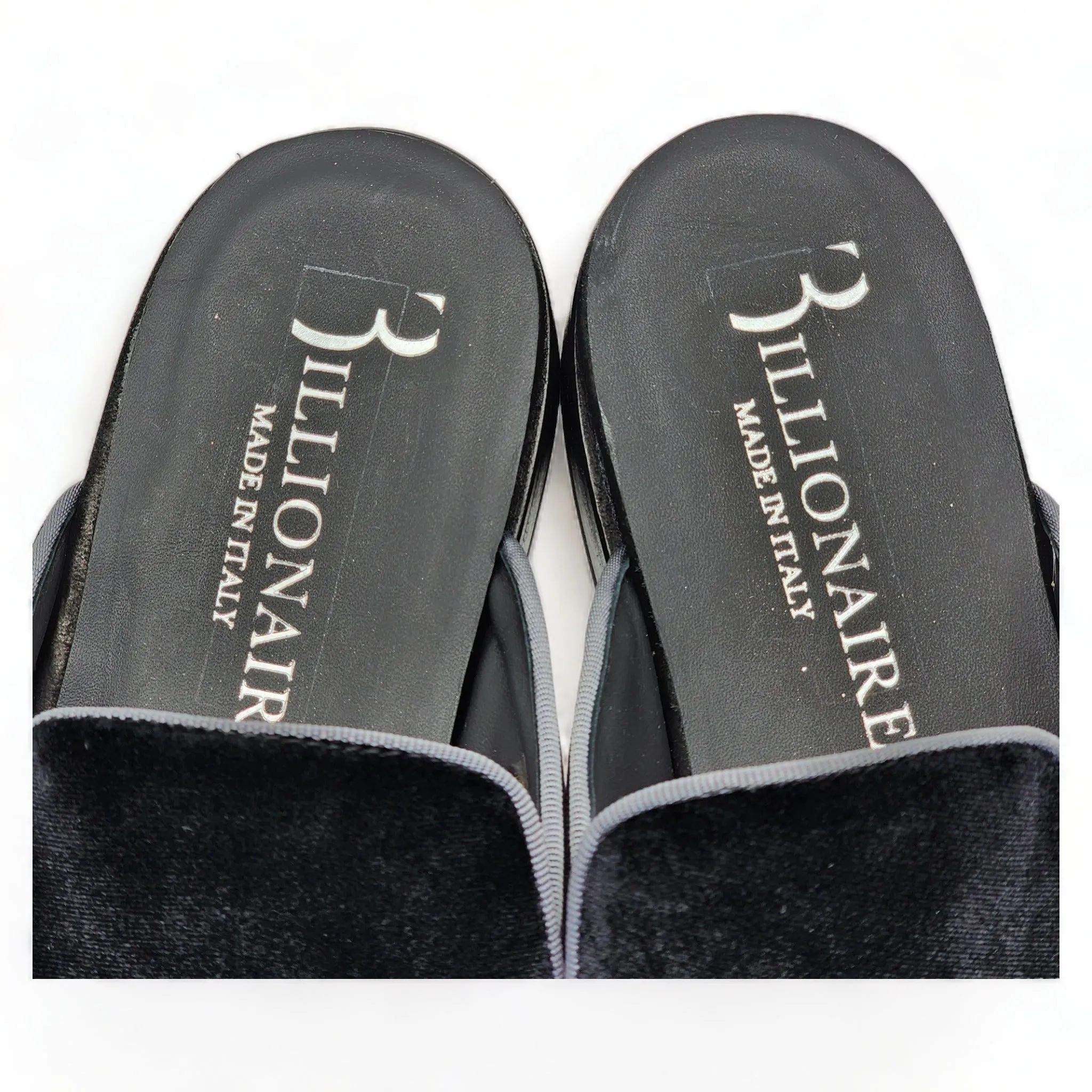 Billionaire Velvet Half Loafers Crest in Black