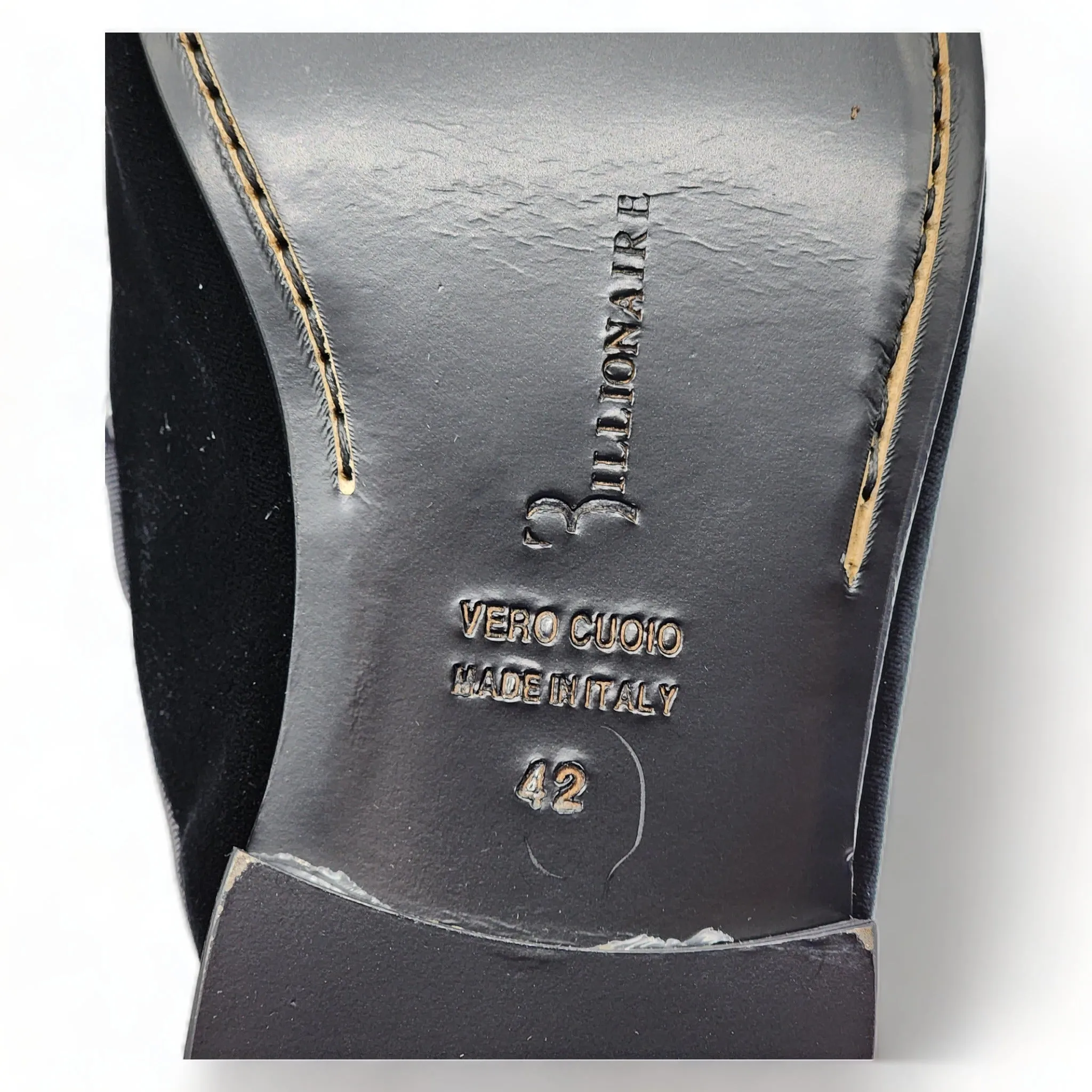 Billionaire Velvet Half Loafers Crest in Black