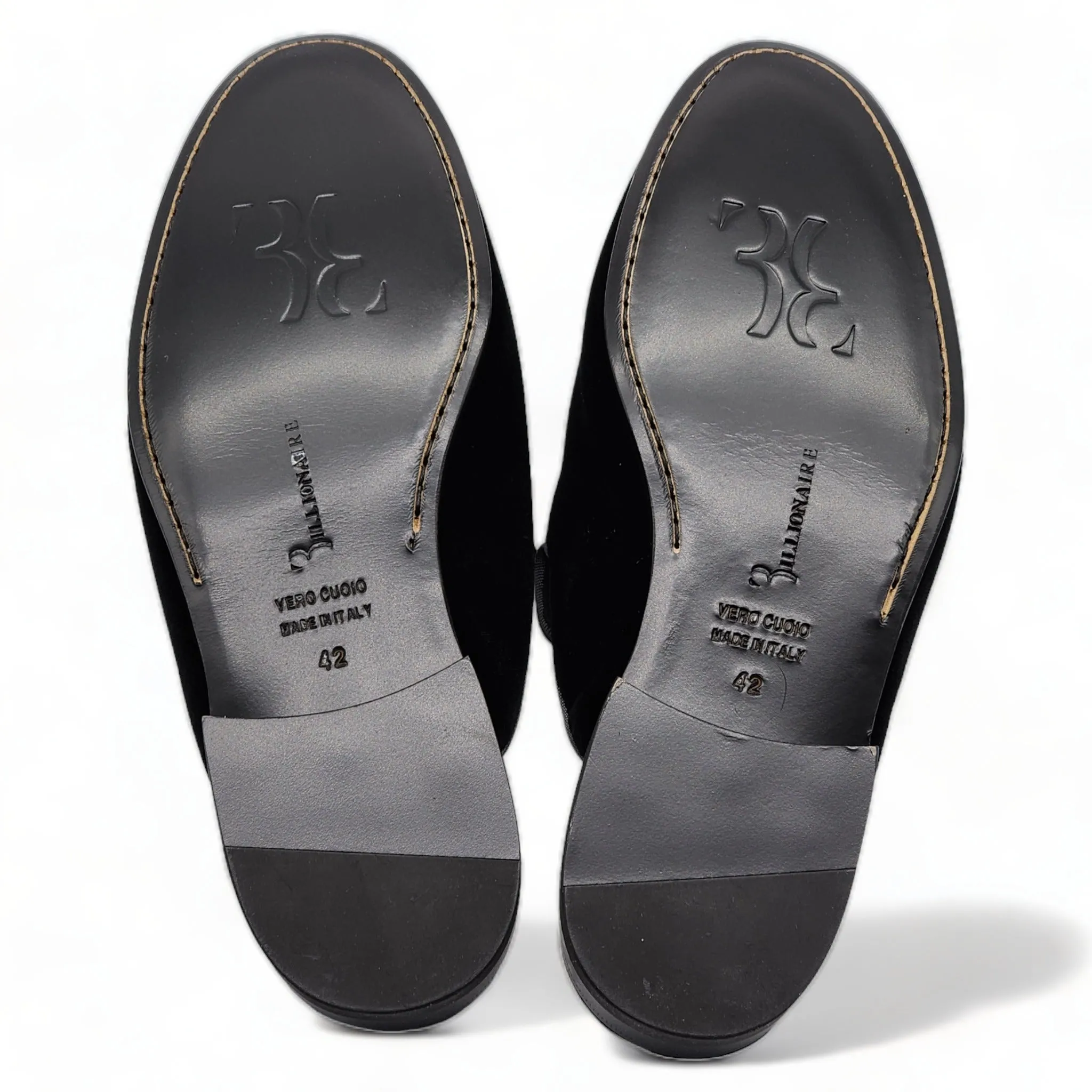 Billionaire Velvet Half Loafers Crest in Black
