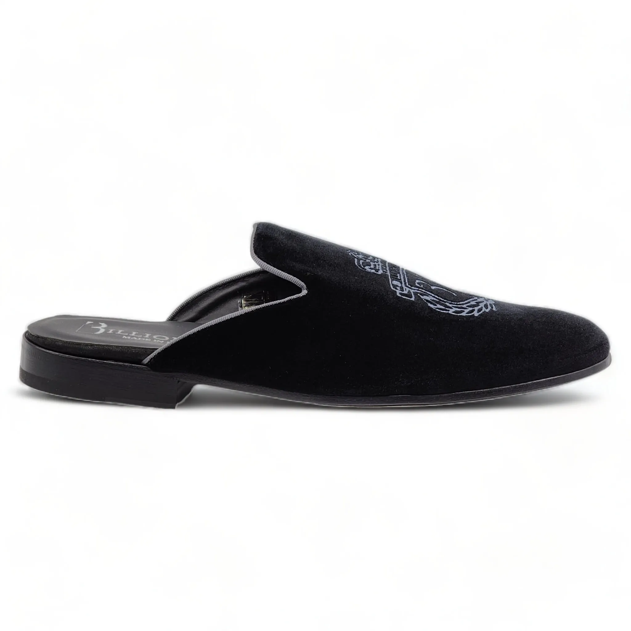 Billionaire Velvet Half Loafers Crest in Black