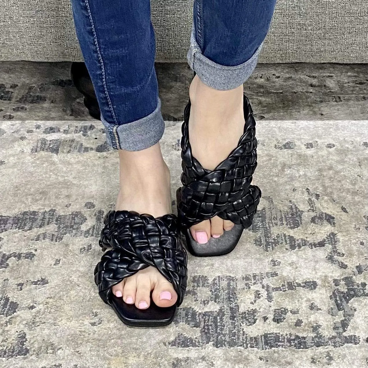 Black Braided Sandals