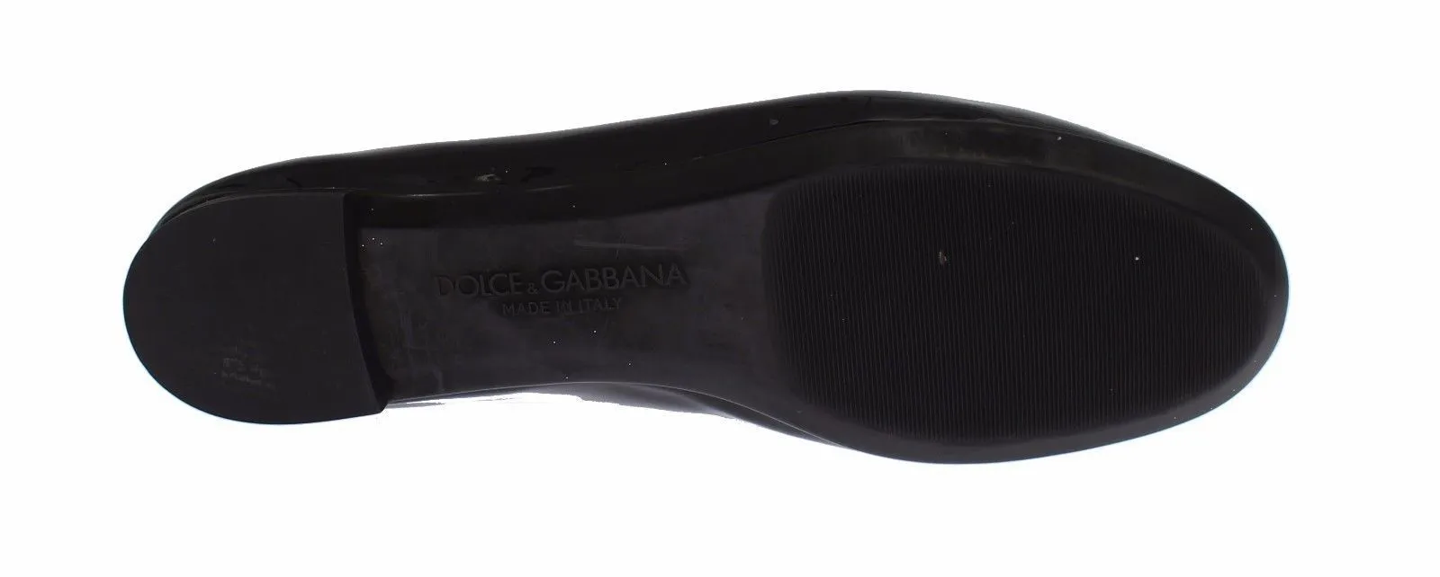 Black Patent Leather Heart Ballerina Flat Shoes