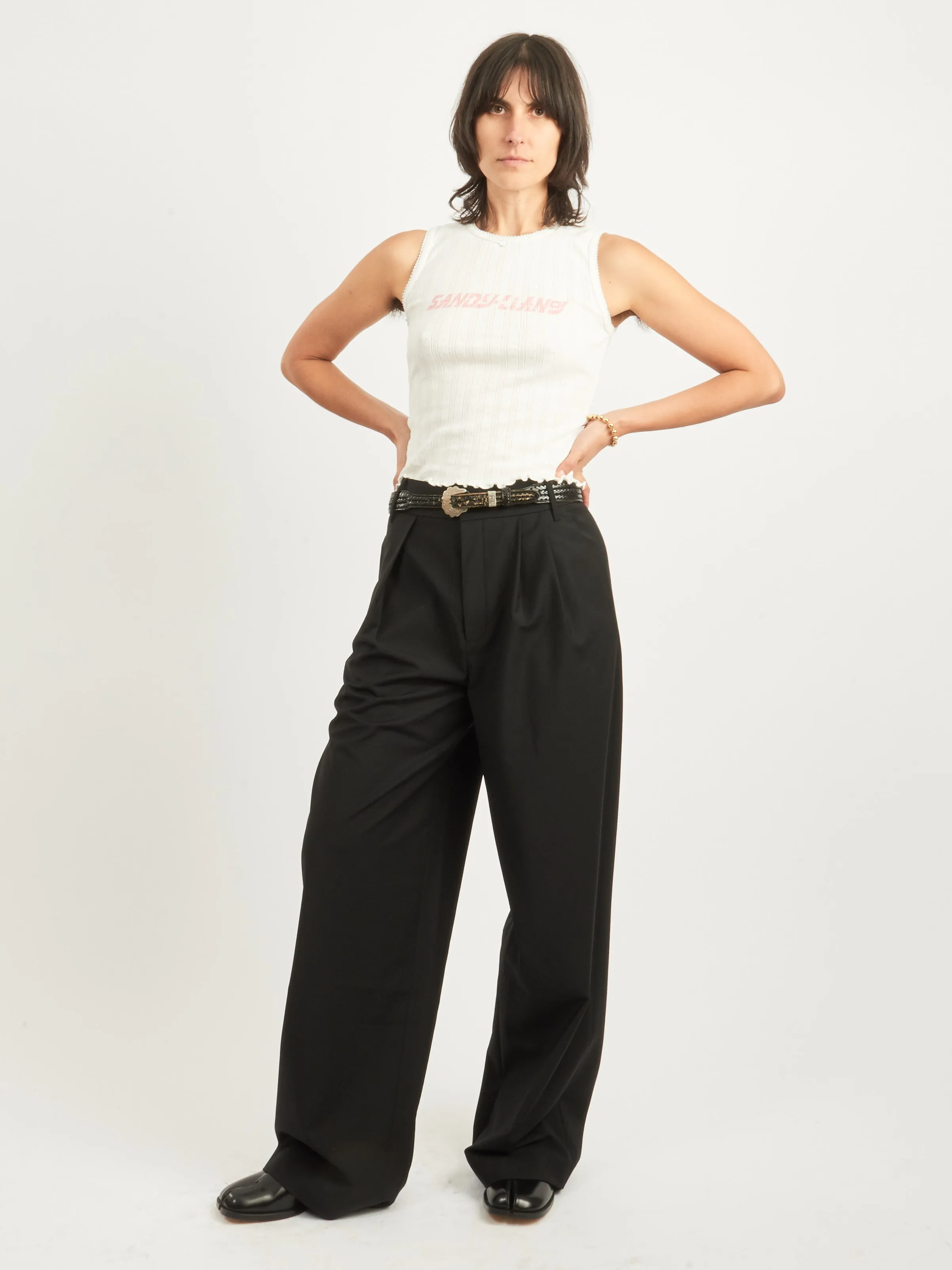 Black Tropical Wool Stella Pant