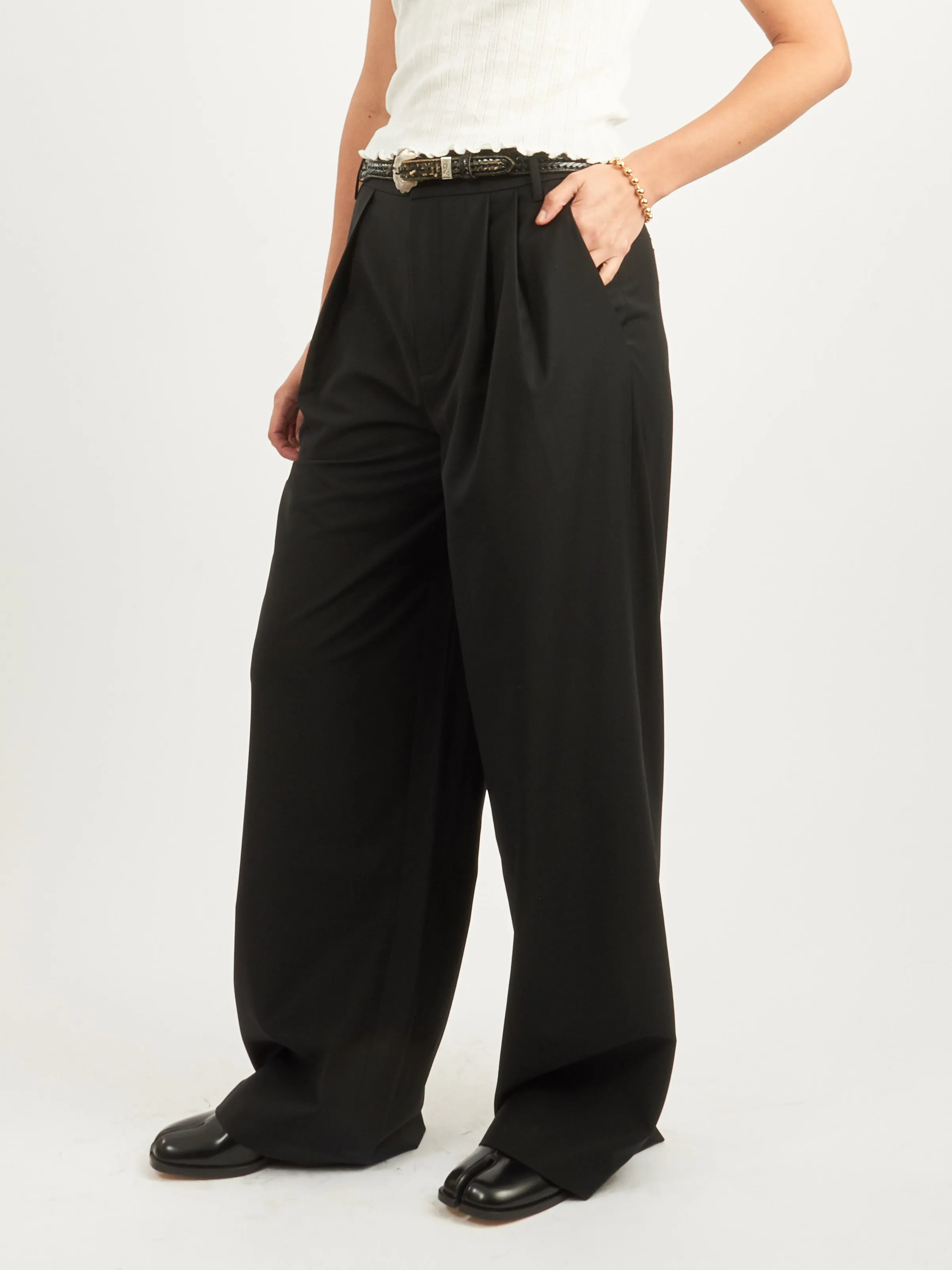 Black Tropical Wool Stella Pant