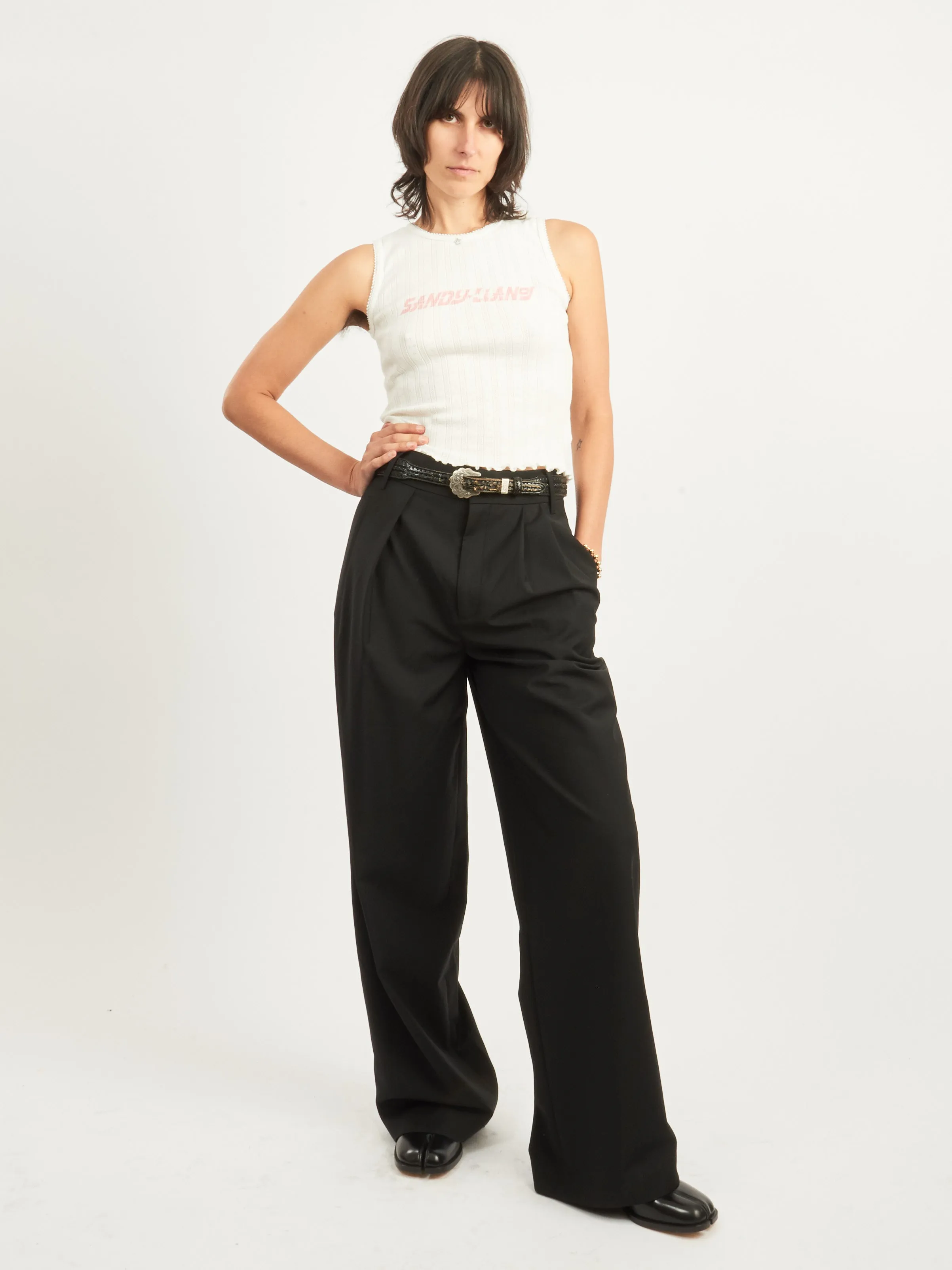 Black Tropical Wool Stella Pant