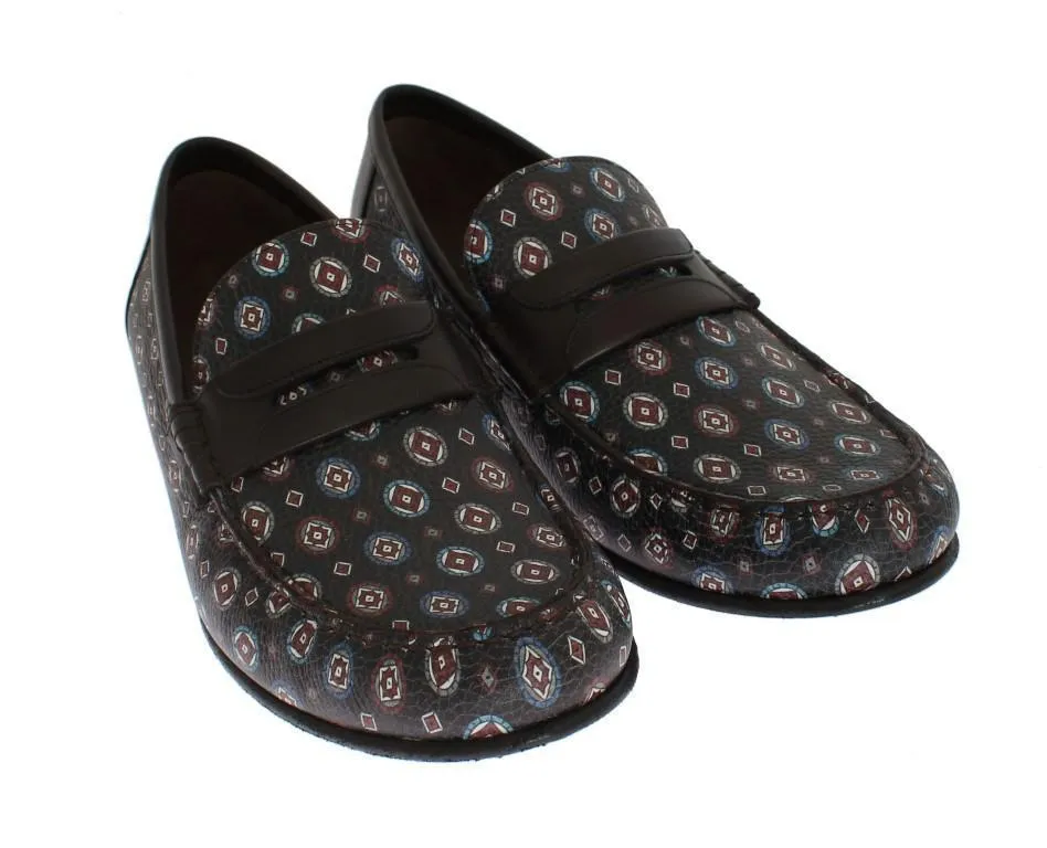 Blue Bordeaux Leather Loafers