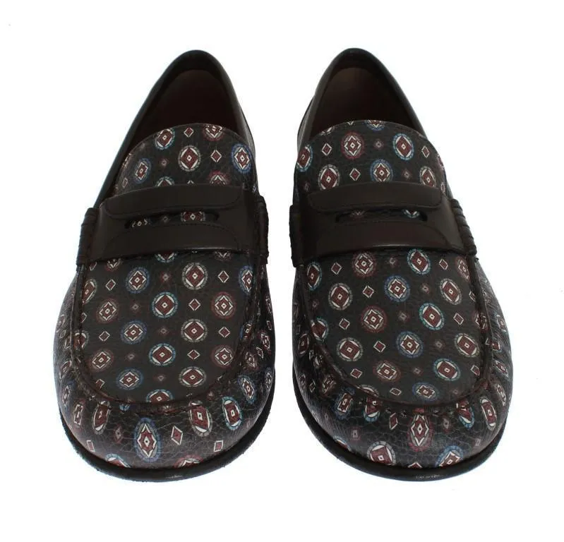 Blue Bordeaux Leather Loafers
