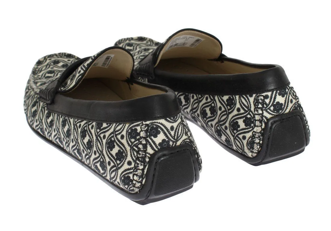 Blue Leather Canvas Loafers