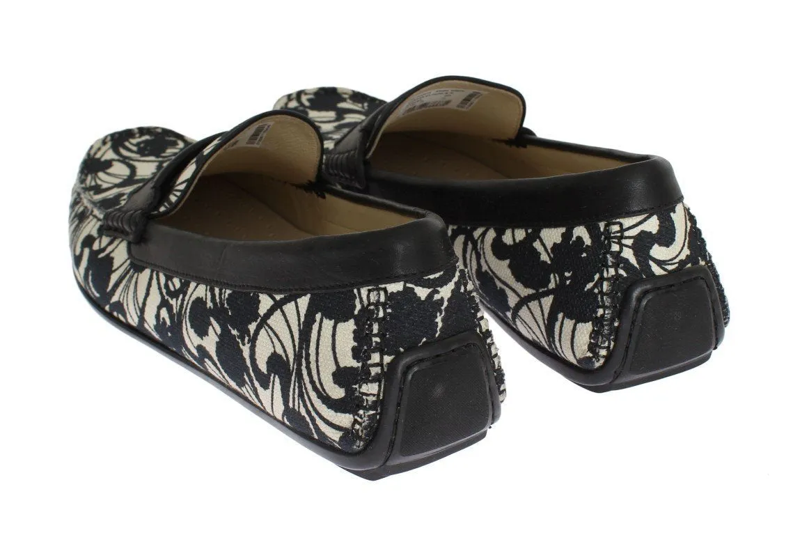 Blue Leather Canvas Loafers