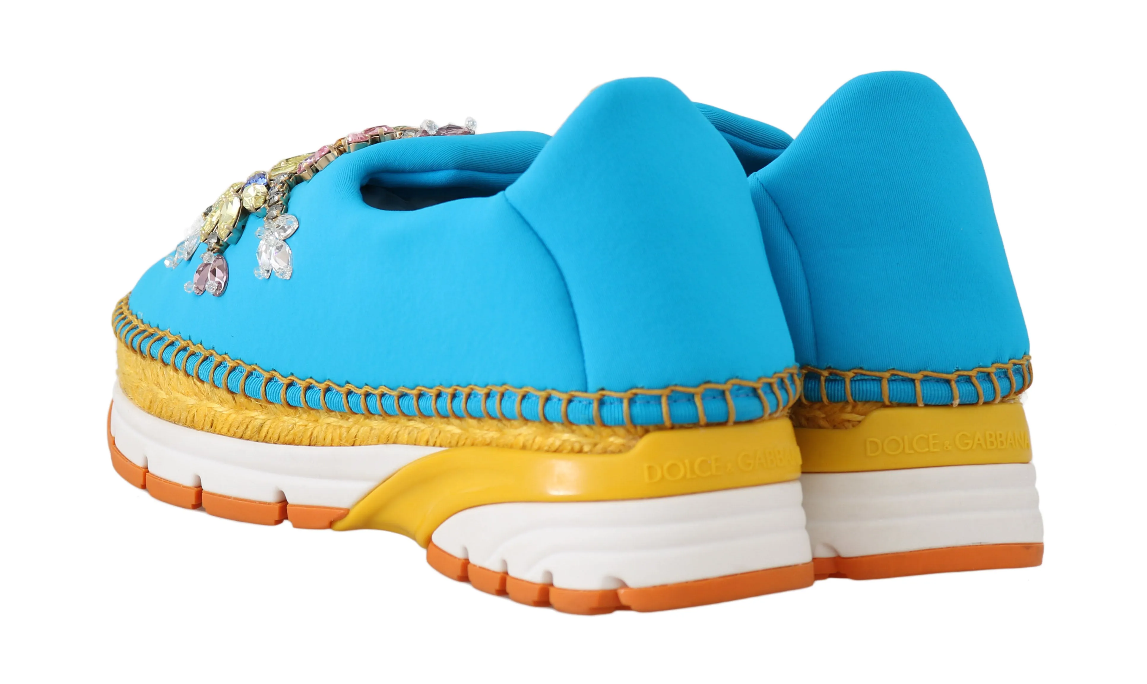 Blue Neoprene Crystal Sneakers