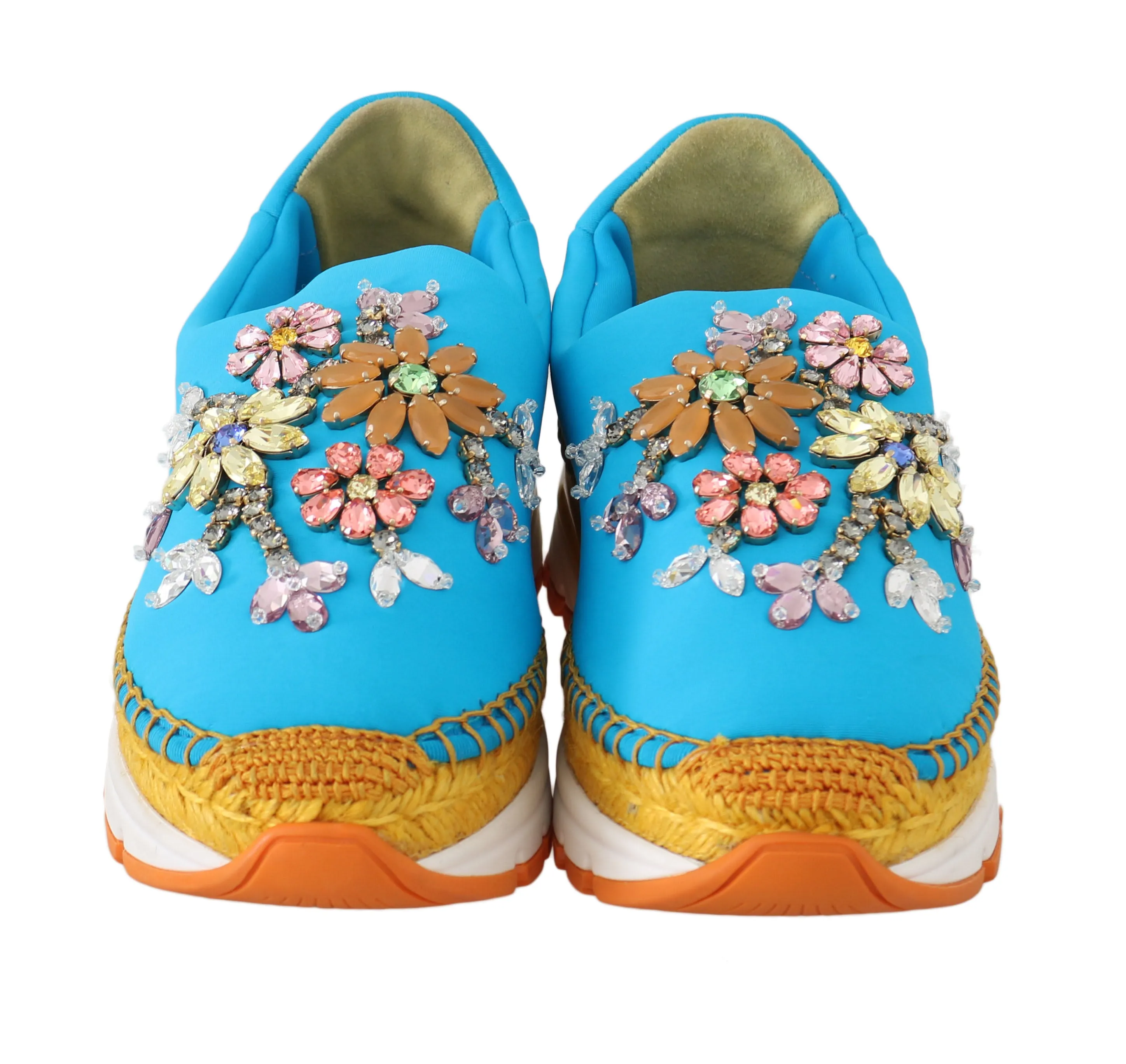 Blue Neoprene Crystal Sneakers