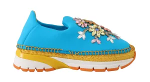 Blue Neoprene Crystal Sneakers