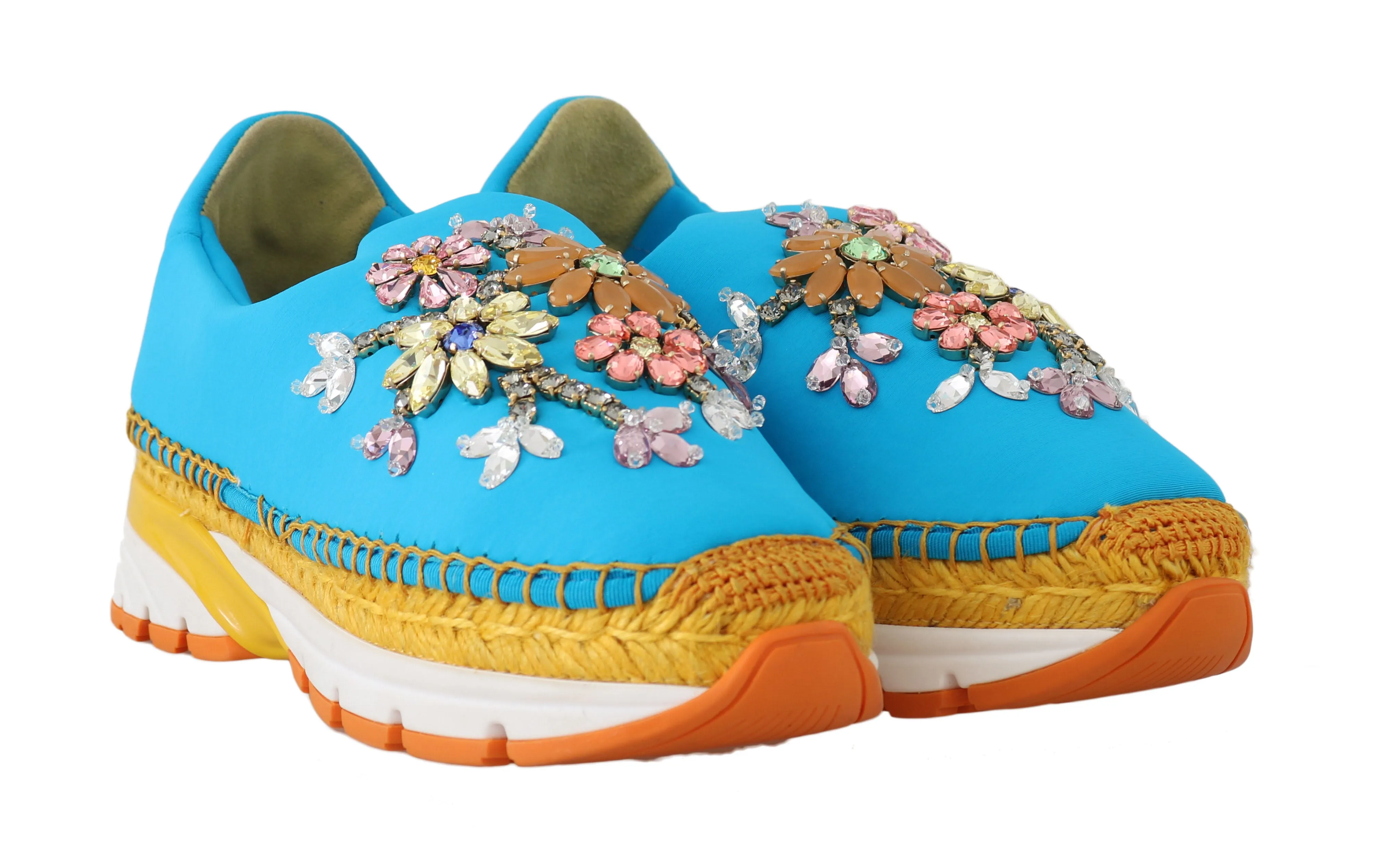 Blue Neoprene Crystal Sneakers